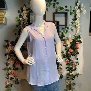 Banana Republic Sheer Lavender Sleeveless‎ Button Down Top Size M RefY003